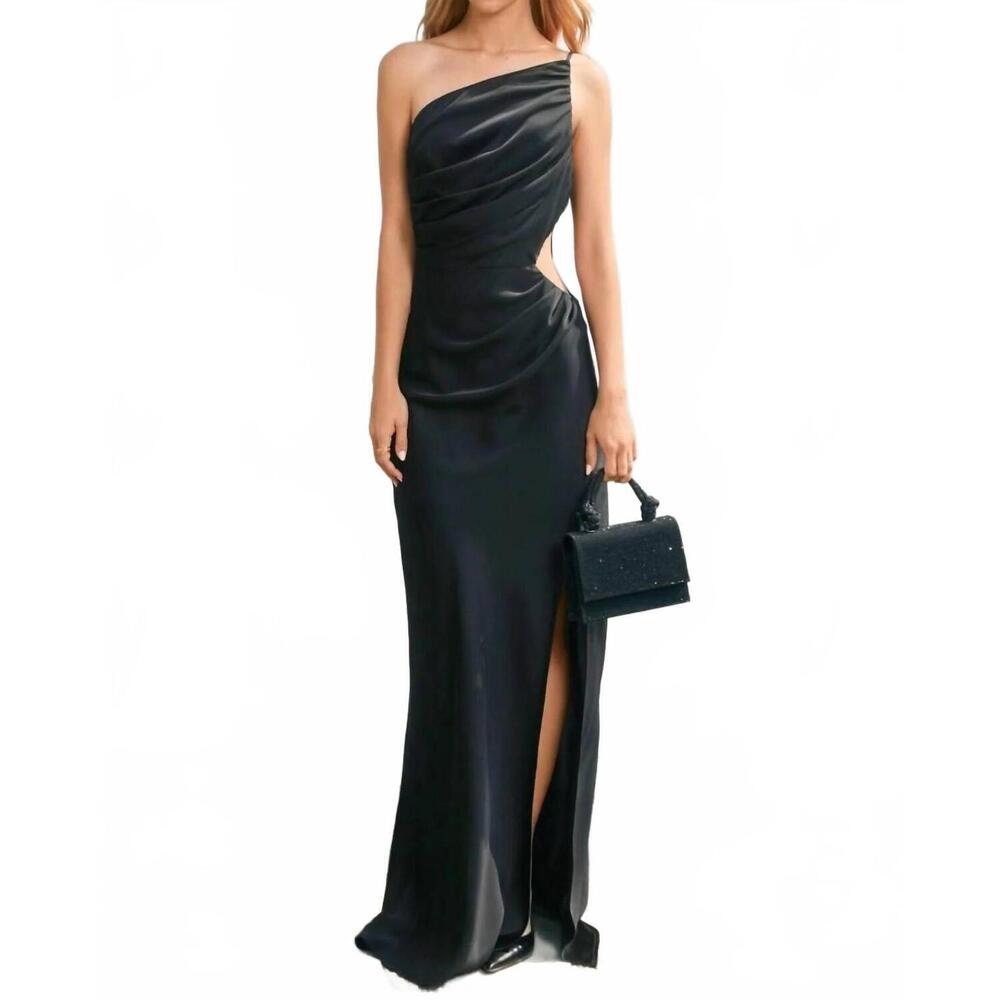 NEW DRESS FORUM goddess one-shoulder dress in black